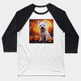 Happy West Highland White terrier Halloween Pumpkin Baseball T-Shirt